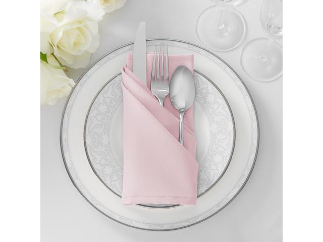Lann's Linens Set of 144 Cloth Dinner Napkins, 17-inch Polyester Napkins, Washable and Reusable Fabric for Weddings, Hotels, Restaurants - Pink