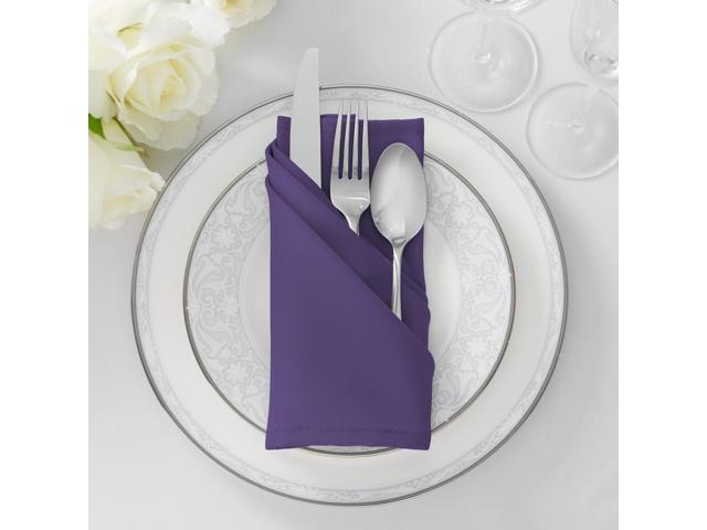 Lann's Linens Set of 144 Cloth Dinner Napkins, 17-inch Polyester Napkins, Washable and Reusable Fabric for Weddings, Hotels, Restaurants - Purple