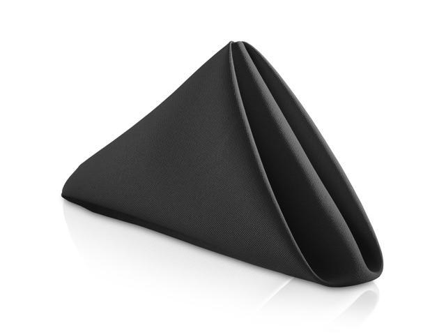 Lann's Linens Set of 12 Cloth Dinner Napkins, 20-inch Polyester Napkins, Washable and Reusable Fabric for Weddings, Hotels, Restaurants - Black