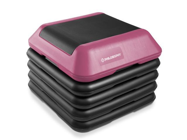 Philosophy Gym Aerobic Exercise Adjustable High Step Platform, with 4 Risers Included - Pink