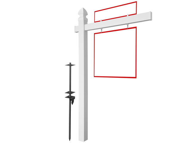 Casafield 72' x 47' Real Estate Sign Post for Open House and Yard Sale Signs with Flat Cap and Gothic Cap Options - Vinyl PVC - White