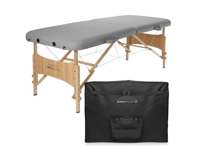 Saloniture Basic Portable Folding Massage Table - Light Gray
