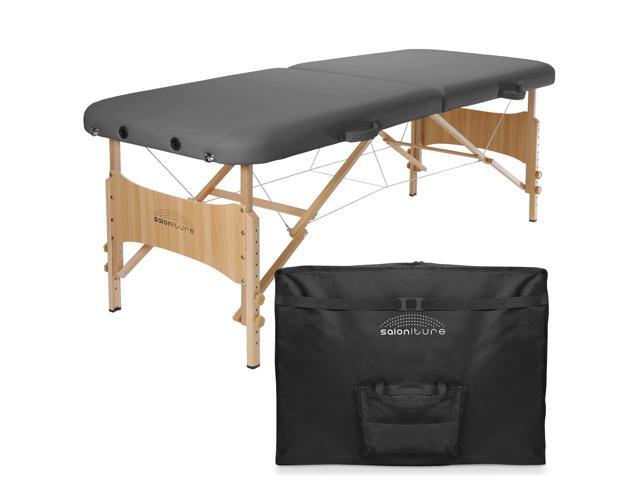 Saloniture Basic Portable Folding Massage Table - Dark Gray