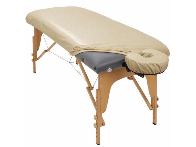 Saloniture Massage Table and Headrest Cover Protection Set, PU Leather Fitted Replacement Set for Spa Tables - Cream