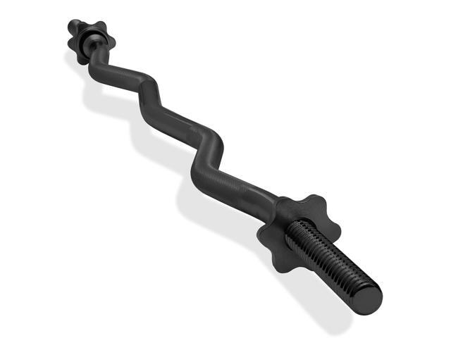 Philosophy Gym 47' EZ Curl Barbell, 1' Curling Weight Bar with Star Collars, 480LB Capacity - Black