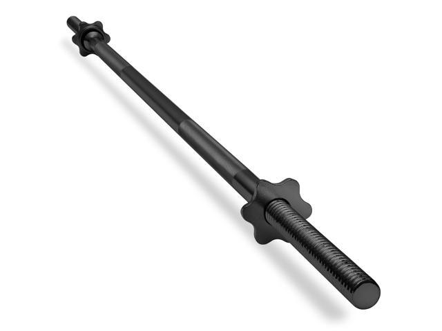 Philosophy Gym 5 FT Standard Straight Barbell, Threaded 1' Weight Bar with Star Collars - Black