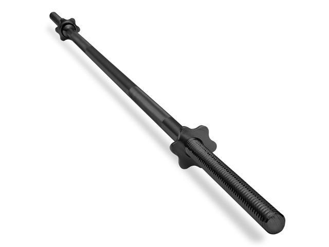 Philosophy Gym 6 FT Standard Straight Barbell, Threaded 1' Weight Bar with Star Collars - Black