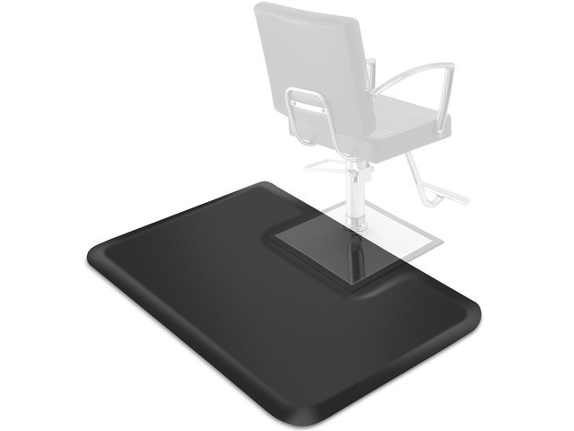 Saloniture 3 ft. x 4 ft. Barber & Salon Floor Mat for Square Chair Base - 1/2 in. Thick Black Square Anti-Fatigue Stylist Station Mat