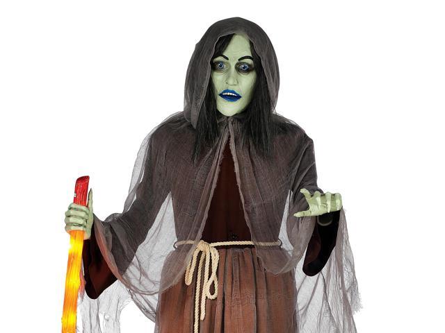 BOO BOX 6ft Halloween Animatronic Witch with Light and Sound Cauldron, Outdoor Halloween Decoration, Moving Mouth, Hand, Broom, Light-up Sound and...