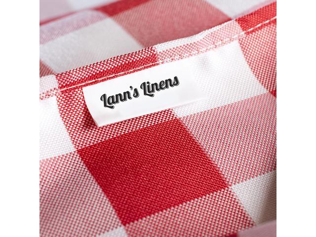 Lann's Linens - 60' x 126' Premium Checkered Tablecloth - Rectangular Polyester Fabric Picnic Table Cover - Red & White Gingham Cloth