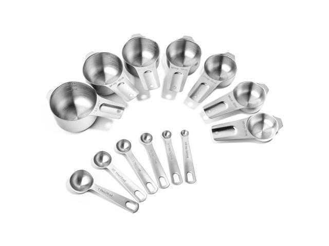 Last Confection 13pc Stainless Steel Measuring Spoon & Cup Set - Kitchen Measurements for Dry Spices and Liquid Cooking & Baking Ingredients