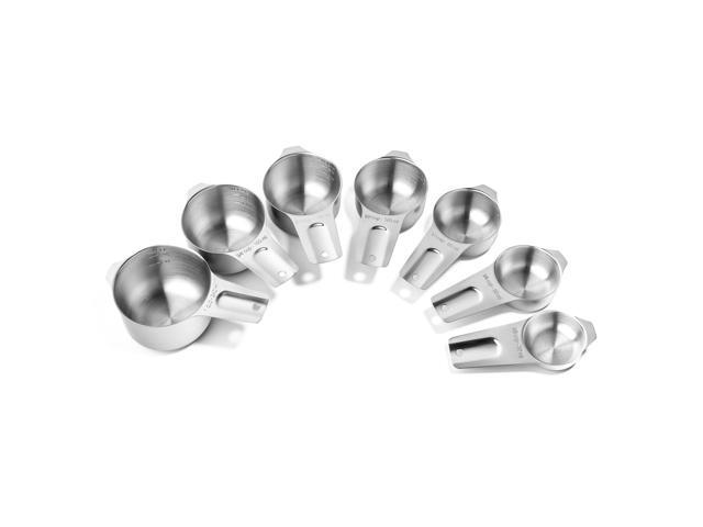 Last Confection 7pc Stainless Steel Measuring Cup Set - Includes 1/8 Cup Coffee Scoop - Measurements for Dry and Liquid Cooking & Baking Ingredients