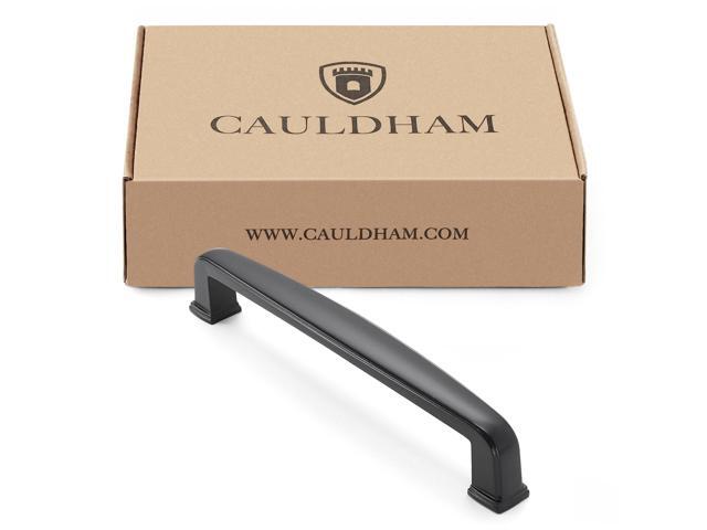 Cauldham 10 Pack Solid Kitchen Cabinet Handles (5' Hole Centers) - Drawer/Door Hardware - Style T765 - Matte Black