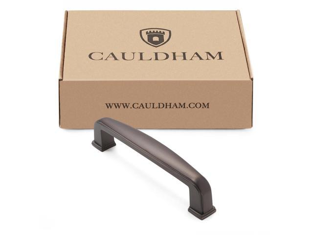 Cauldham 5 Pack Solid Kitchen Cabinet Handles (5' Hole Centers) - Drawer/Door Hardware - Style T765 - Matte Black