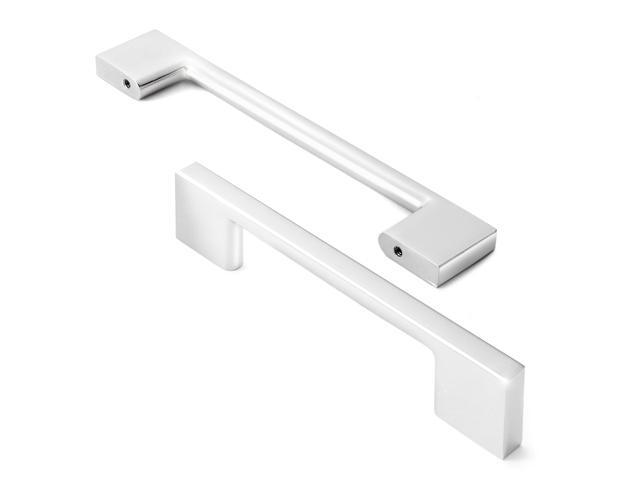 Cauldham 5 Pack Solid Kitchen Cabinet Pulls Handles (3-5/8' Hole Centers) - Modern Thin Profile Drawer/Door Hardware - Style M255 - Polished Chrome
