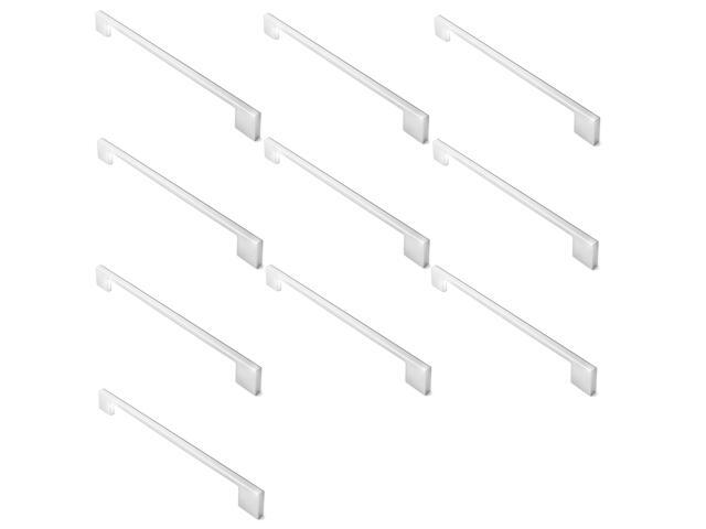 Cauldham 10 Pack Solid Kitchen Cabinet Pulls Handles (9' Hole Centers) - Modern Thin Profile Drawer/Door Hardware - Style M255 - Polished Chrome