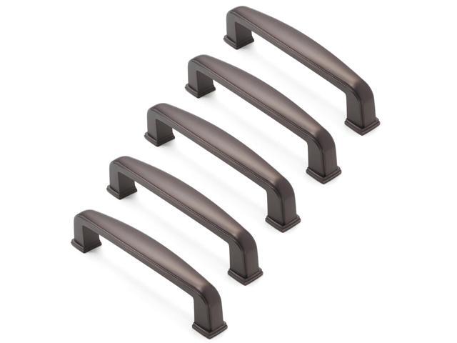 Cauldham 5 Pack Solid Kitchen Cabinet Handles (5' Hole Centers) - Drawer/Door Hardware - Style T765 - Matte Black