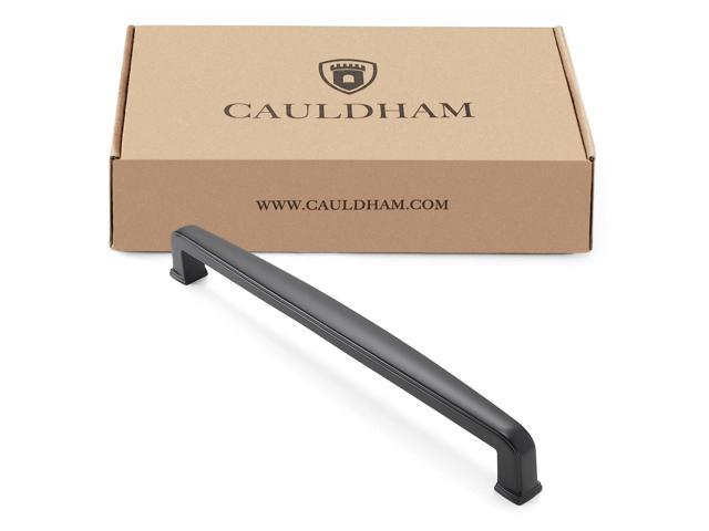 Cauldham 10 Pack Solid Kitchen Cabinet Handles (7-1/2' Hole Centers) - Drawer/Door Hardware - Style T765 - Matte Black