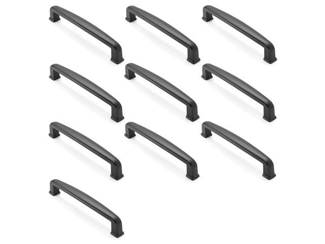 Cauldham 10 Pack Solid Kitchen Cabinet Handles (5' Hole Centers) - Drawer/Door Hardware - Style T765 - Matte Black