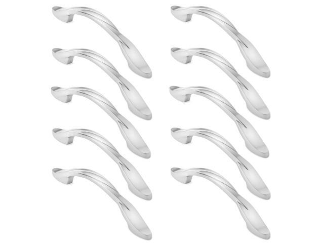 Cauldham 10 Pack Solid Braided Kitchen Cabinet Pulls Handles (5' Hole Centers) - Drawer/Door Hardware - Style M260 - Satin Nickel