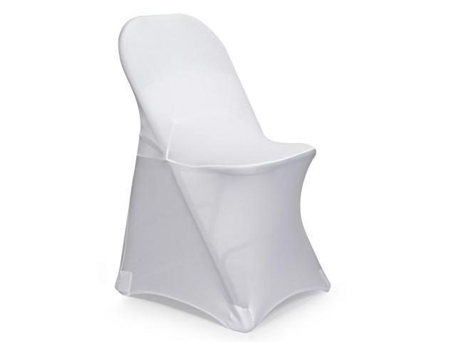 Lann's Linens 50 pcs White Spandex Folding Chair Covers for Wedding, Party, and Banquet