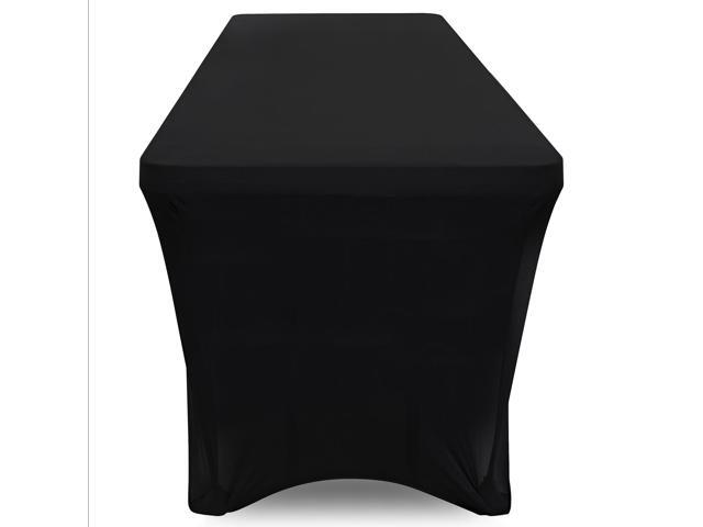 Lann's Linens - 8' Fitted Stretch Tablecloth for 96' x 30' Rectangular Table - Wedding / Banquet / Trade Show - Spandex Cloth Fabric Cover - Black