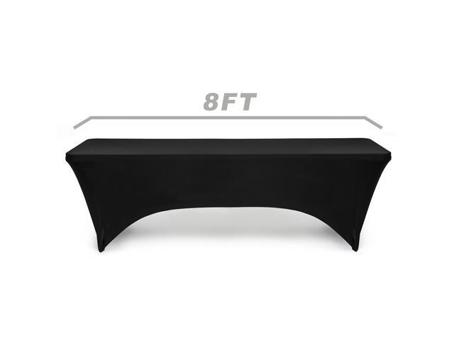 Lann's Linens - 8' Fitted Stretch Tablecloth for 96' x 30' Rectangular Table - Wedding / Banquet / Trade Show - Spandex Cloth Fabric Cover - Black