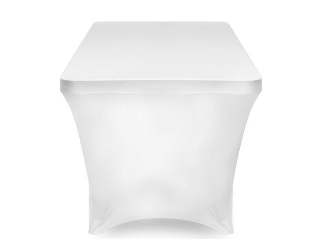 Lann's Linens - 4' Fitted Stretch Tablecloth for 48' x 24' Rectangular Table - Wedding / Banquet / Trade Show - Spandex Cloth Fabric Cover - White