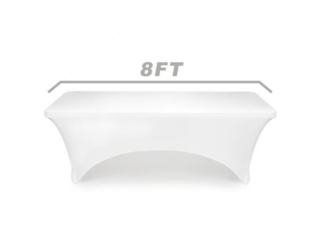 Lann's Linens - 8' Fitted Stretch Tablecloth for 96' x 30' Rectangular Table - Wedding / Banquet / Trade Show - Spandex Cloth Fabric Cover - White
