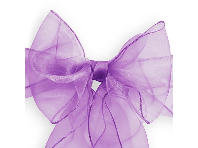 Lann's Linens - 10 Elegant Organza Wedding/Party Chair Cover Sashes/Bows - Ribbon Tie Back Sash - Purple