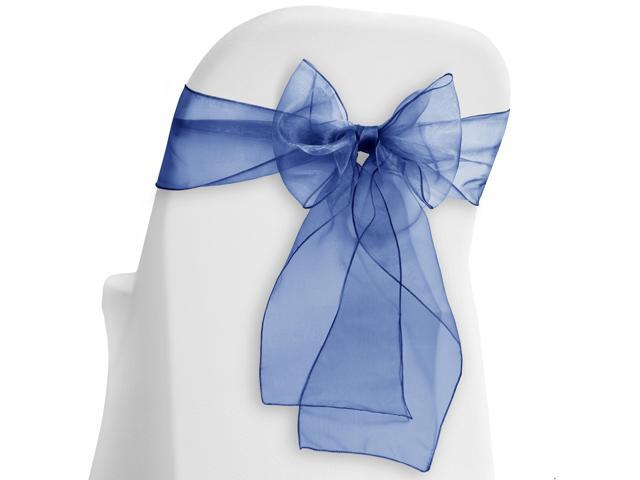 Lann's Linens - 10 Elegant Organza Wedding/Party Chair Cover Sashes/Bows - Ribbon Tie Back Sash - Navy Blue