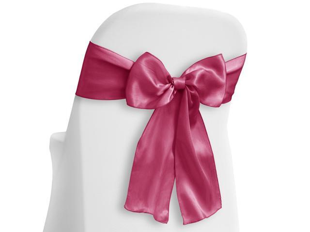 Lann's Linens - 50 Elegant Satin Wedding/Party Chair Cover Sashes/Bows - Ribbon Tie Back Sash - Fuchsia