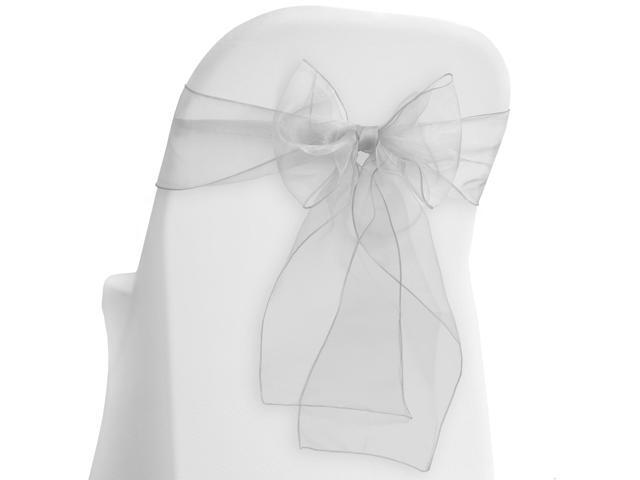 Lann's Linens - 10 Elegant Organza Wedding/Party Chair Cover Sashes/Bows - Ribbon Tie Back Sash - White