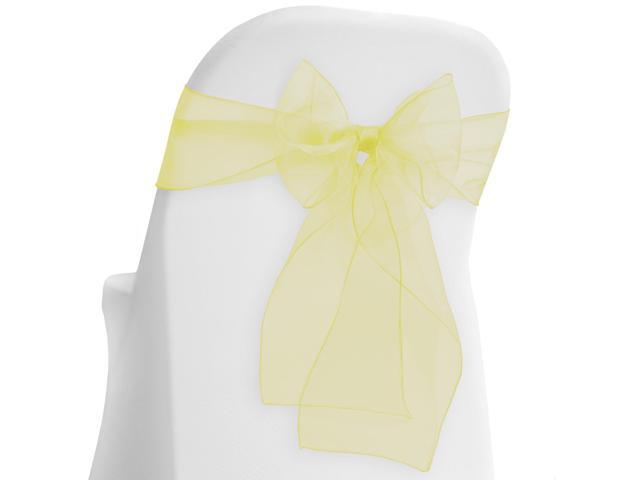 Lann's Linens - 10 Elegant Organza Wedding/Party Chair Cover Sashes/Bows - Ribbon Tie Back Sash - Yellow