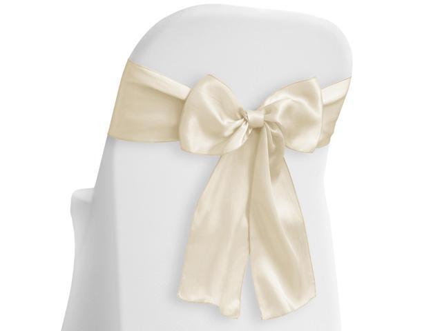 Lann's Linens - 10 Elegant Satin Wedding/Party Chair Cover Sashes/Bows - Ribbon Tie Back Sash - Ivory
