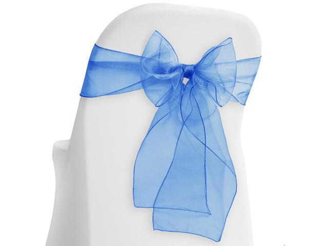 Lann's Linens - 10 Elegant Organza Wedding/Party Chair Cover Sashes/Bows - Ribbon Tie Back Sash - Royal Blue
