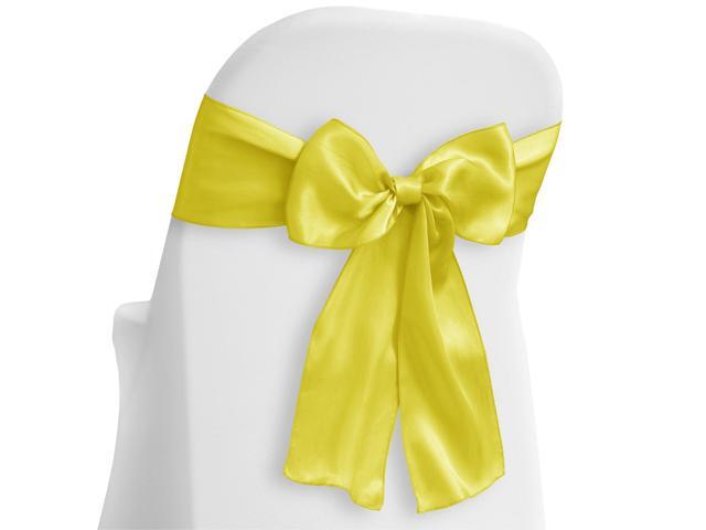 Lann's Linens - 50 Elegant Satin Wedding/Party Chair Cover Sashes/Bows - Ribbon Tie Back Sash - Yellow