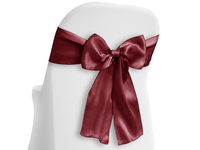 Lann's Linens - 10 Elegant Satin Wedding/Party Chair Cover Sashes/Bows - Ribbon Tie Back Sash - Burgundy