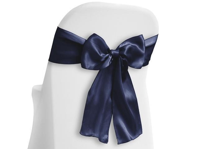 Lann's Linens - 30 Elegant Satin Wedding/Party Chair Cover Sashes/Bows - Ribbon Tie Back Sash - Navy Blue
