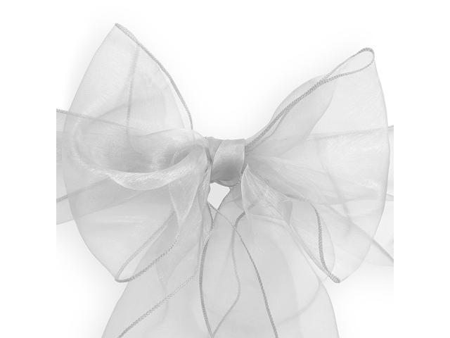 Lann's Linens - 10 Elegant Organza Wedding/Party Chair Cover Sashes/Bows - Ribbon Tie Back Sash - White