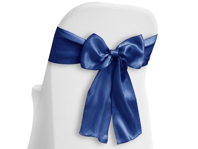 Lann's Linens - 100 Elegant Satin Wedding/Party Chair Cover Sashes/Bows - Ribbon Tie Back Sash - Royal Blue