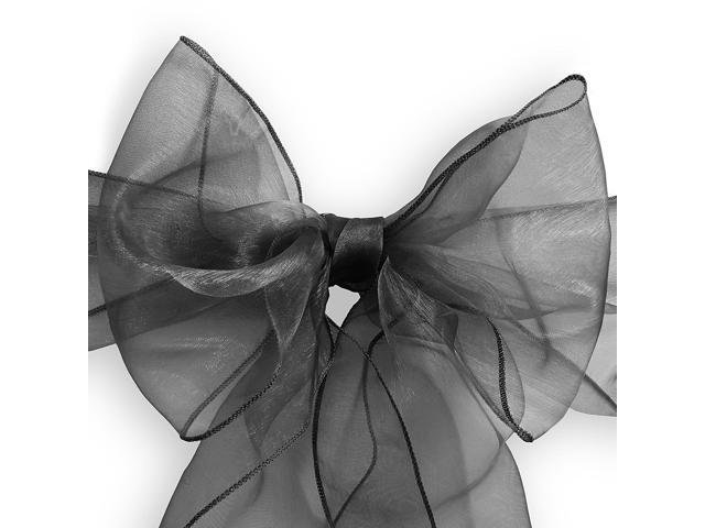 Lann's Linens - 10 Elegant Organza Wedding/Party Chair Cover Sashes/Bows - Ribbon Tie Back Sash - Black