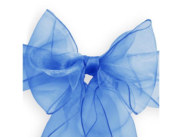 Lann's Linens - 100 Elegant Organza Wedding/Party Chair Cover Sashes/Bows - Ribbon Tie Back Sash - Royal Blue