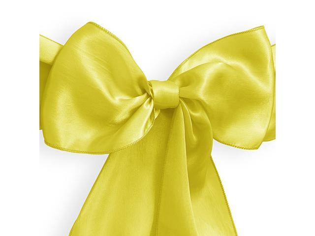 Lann's Linens - 10 Elegant Satin Wedding/Party Chair Cover Sashes/Bows - Ribbon Tie Back Sash - Yellow