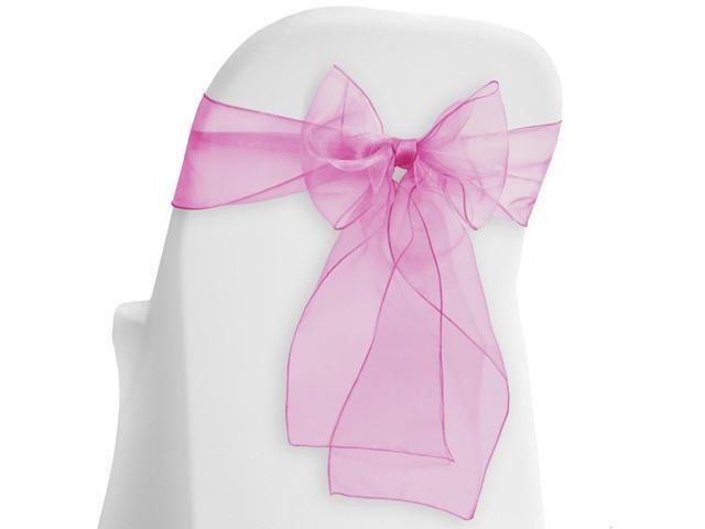 Lann's Linens - 10 Elegant Organza Wedding/Party Chair Cover Sashes/Bows - Ribbon Tie Back Sash - Fuchsia