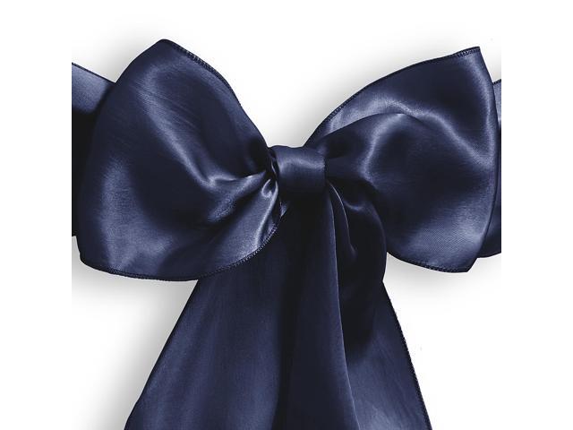 Lann's Linens - 30 Elegant Satin Wedding/Party Chair Cover Sashes/Bows - Ribbon Tie Back Sash - Navy Blue