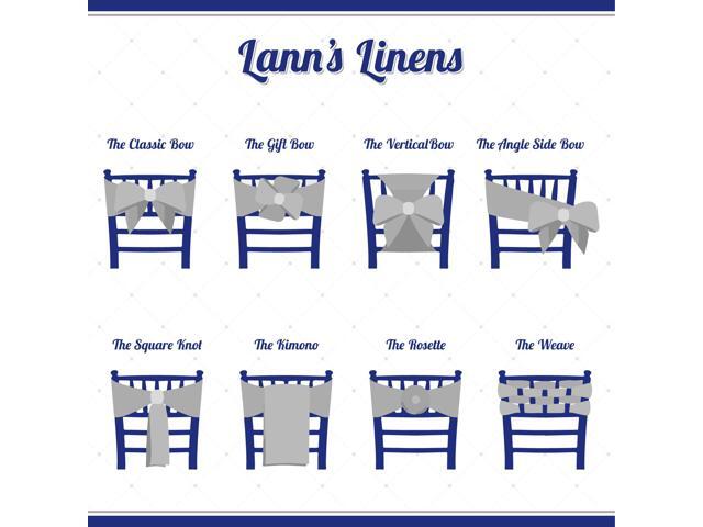 Lann's Linens - 10 Elegant Satin Wedding/Party Chair Cover Sashes/Bows - Ribbon Tie Back Sash - Silver