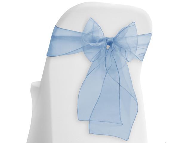 Lann's Linens - 10 Elegant Organza Wedding/Party Chair Cover Sashes/Bows - Ribbon Tie Back Sash - Baby Blue