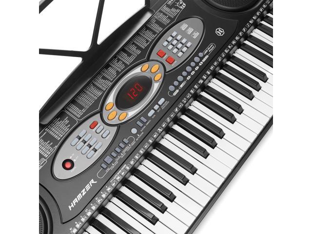 Hamzer 61 Key Digital Keyboard Piano for Beginners, Electronic Piano Keyboard Kit with Stand, Stool, Headphones, Microphone, Keynote Stickers