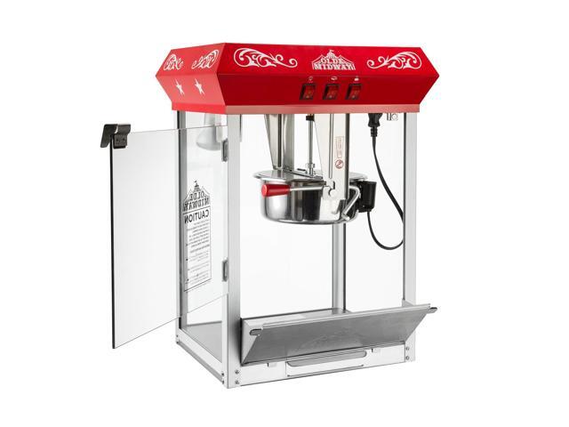Olde Midway Bar Style Popcorn Machine Maker Popper with 8-Ounce Kettle - Red